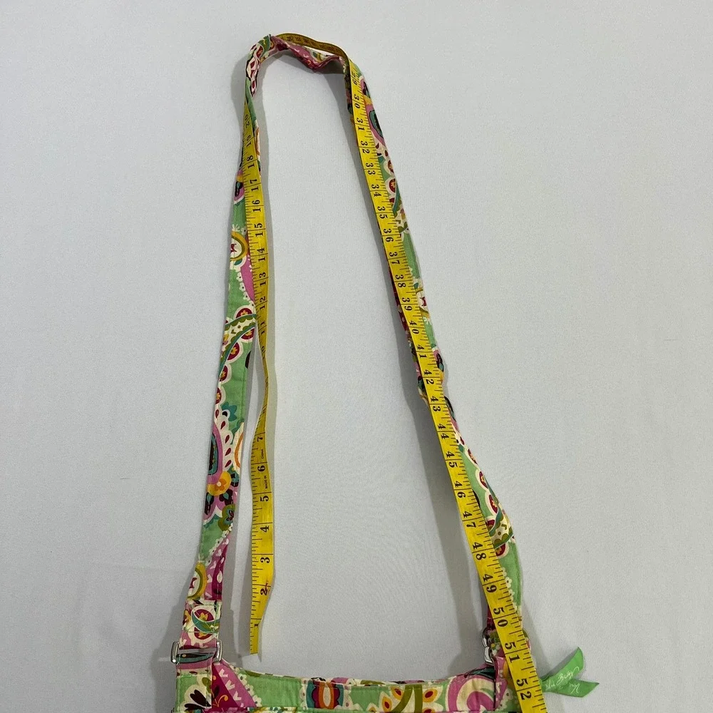 Vera Bradley Tutti Frutti Mailbag Crossbody Bag Quilted Green Pink Paisley